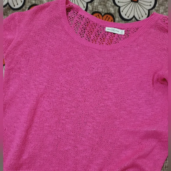 Abercrombie & fitch bright pink back crotchet sweater - Picture 8 of 8